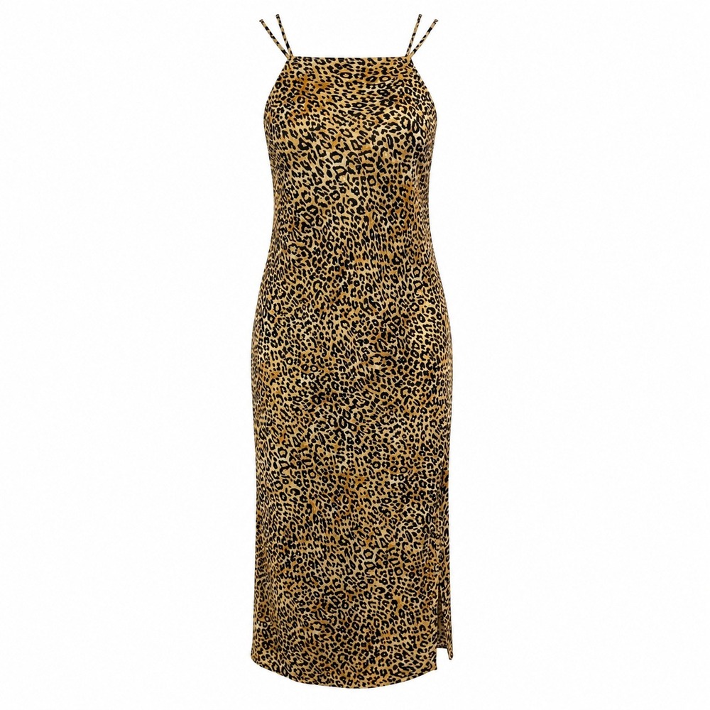Silence + Noise Leopard Slip Dress Women XS Y2K Mob Wife Indie Sleaze Grunge